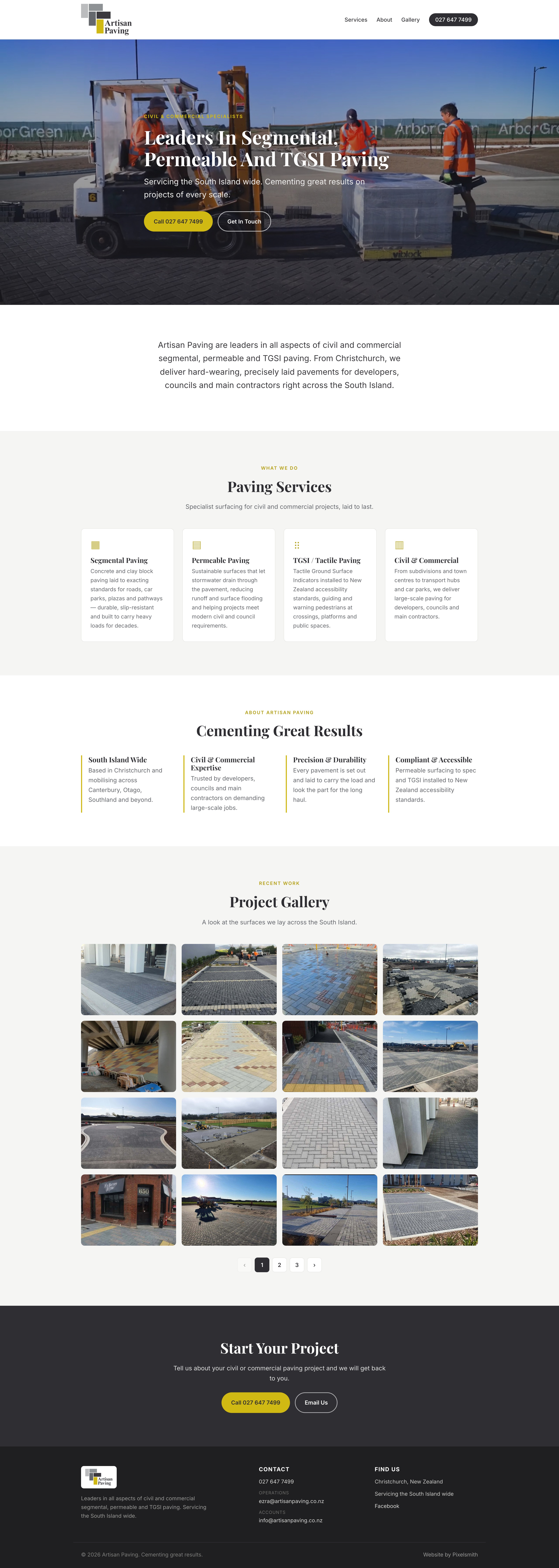 Artisan Paving website (full page)