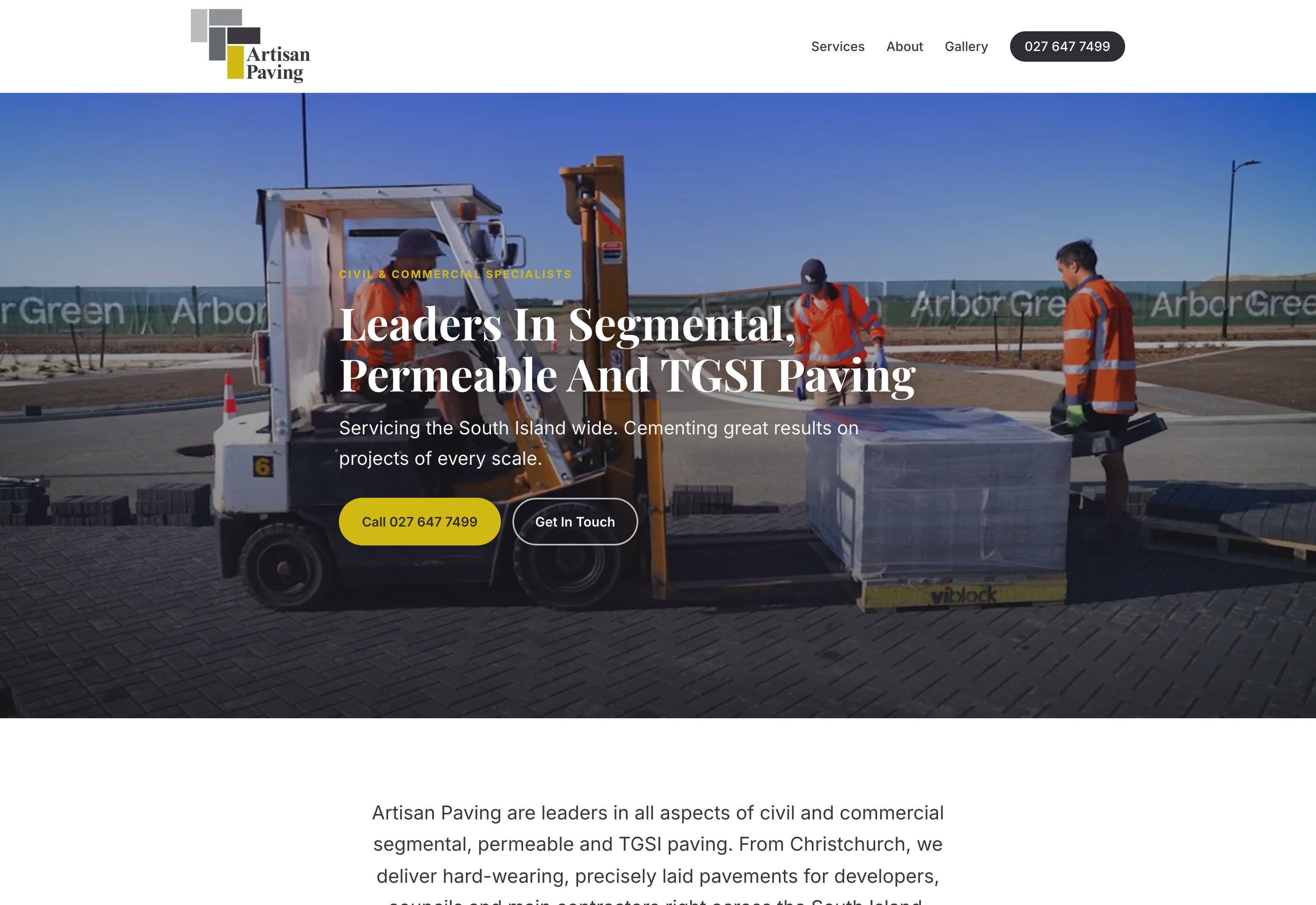 Artisan Paving website