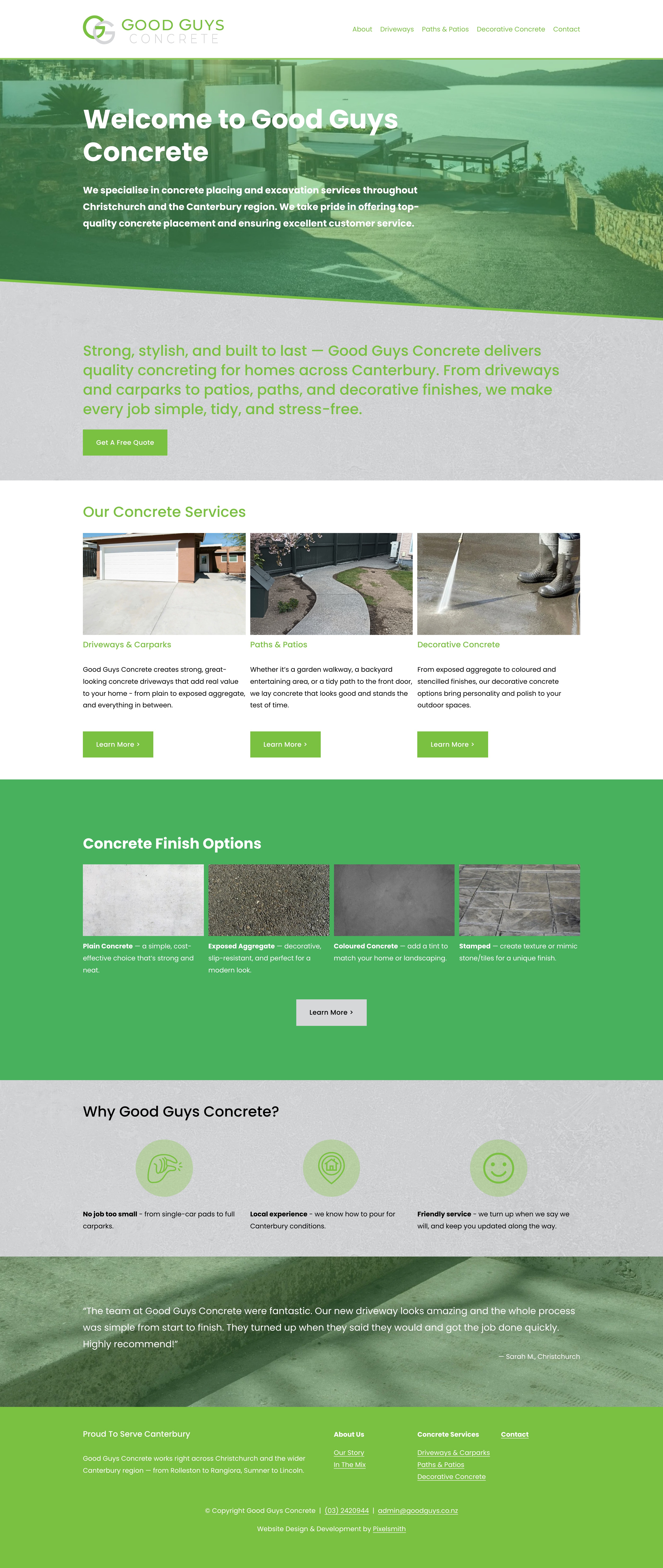 Good Guys Concrete website (full page)