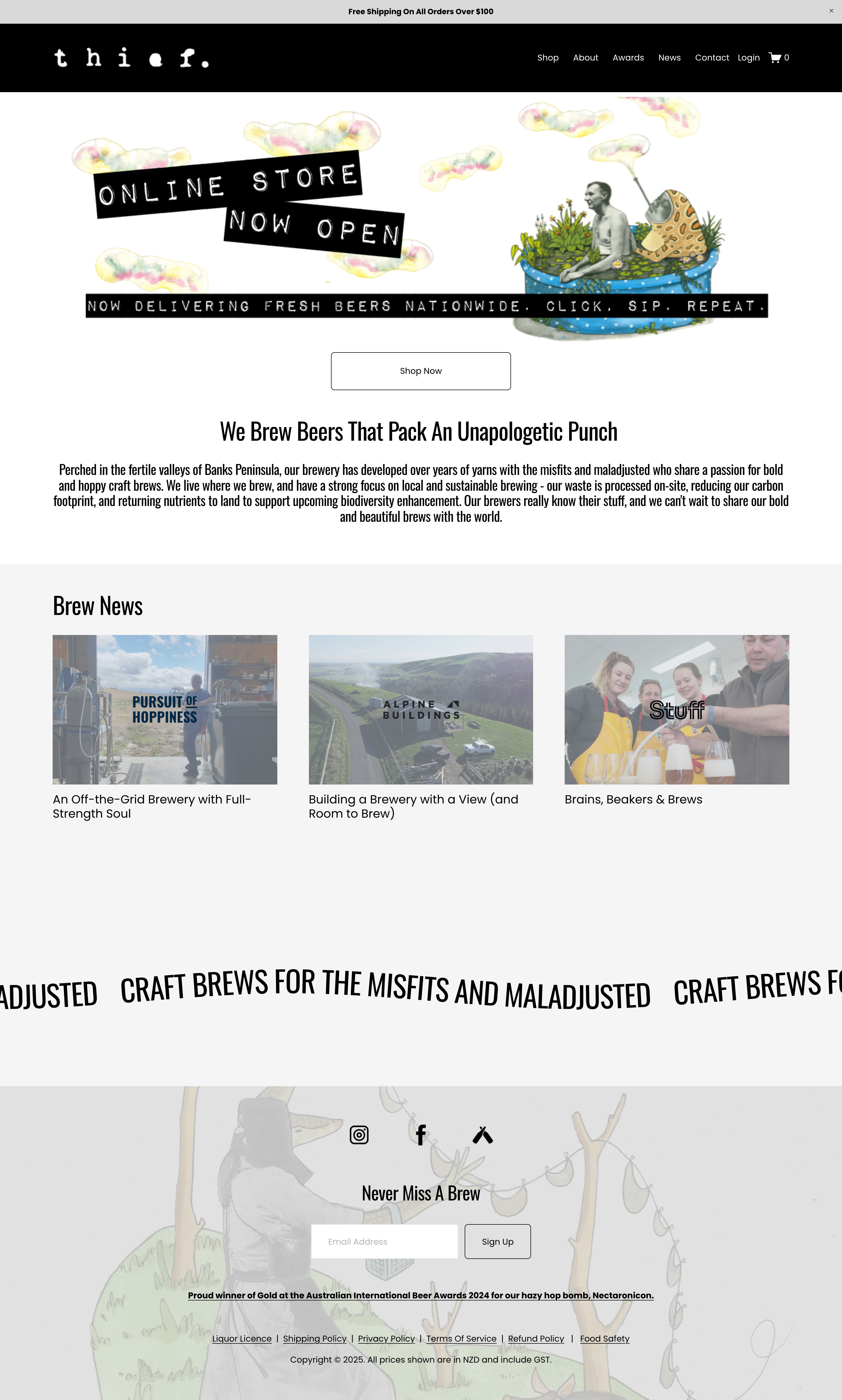 Thief Brewing website (full page)